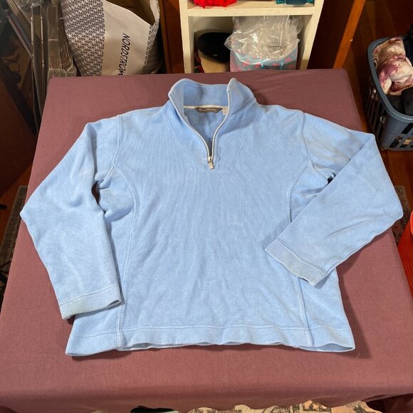 Tommy Bahama Quarter Zip Pullover Sweatshirt in Baby Blue - Size Small (4/6) - Picture 3 of 12